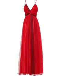 Zac Zac Posen Twist-front Tulle Gown Claret - Red