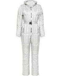 Ienki Ienki Belted Logo-print Quilted Shell Hooded Down Jumpsuit - Metallic