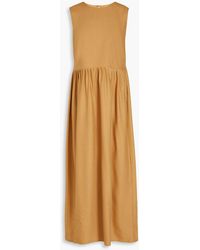 Giuliva Heritage - Pleated Linen And Wool-blend Twill Maxi Dress - Lyst