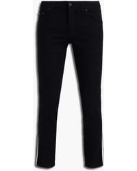 Dolce & Gabbana Skinny-fit Satin-trimmed Embroidered Denim Jeans - Black