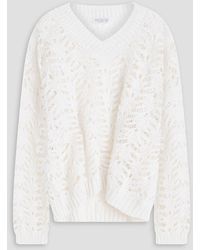 Brunello Cucinelli - Sequin-Embellished Crochet-Knit Linen-Blend Sweater - Lyst