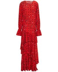 Preen Line Amina Tie Floral-print Crepe Maxi Dress - Red