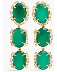 Bounkit - Gold-tone Onyx And Crystal Earrings - Lyst