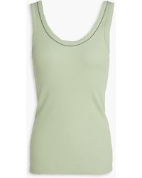 Brunello Cucinelli - Bead-Embellished Ribbed Stretch-Cotton Jersey Tank - Lyst