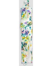 Nicholas - Draped Floral-print Silk-satin Halterneck Gown - Lyst