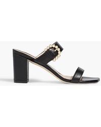 Stuart Weitzman - Piper 75 Faux Pearl-embellished Leather Mules - Lyst