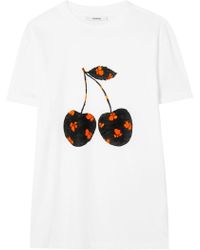 Ganni Harway Printed Stretch-cotton Jersey T-shirt Off-white - Multicolour