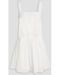 Claudie Pierlot - Macramé Lace-paneled Cotton-gauze Mini Dress - Lyst