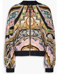 CAMILLA - Embellished Printed Silk-twill Bomber Jacket - Lyst