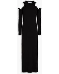 MSGM - Cold-shoulder Ruffle-trimmed Stretch-cotton Jersey Midi Dress - Lyst