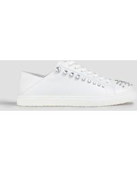 Stuart Weitzman - Goldie Crystal-embellished Leather Collapsible-heel Sneakers - Lyst