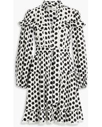 Diane von Furstenberg - Chicago Ruffled Polka-dot Cotton-jacquard Mini Dress - Lyst