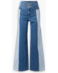 Veronica Beard - Taylor Two-tone High-rise Wide-leg Jeans - Lyst