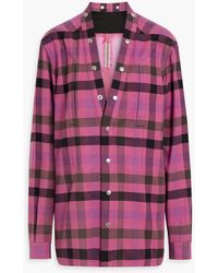Rick Owens - Larry Checked Cotton-flannel And Cupro Shirt - Lyst