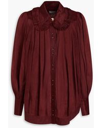 Aje. - Idealist Pleated Linen And Silk-blend Blouse - Lyst