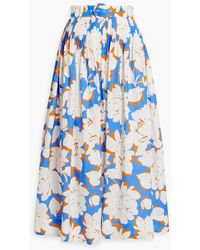 Nicholas - Amabelle Pintucked Floral-print Linen Midi Skirt - Lyst