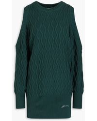 Ganni - Zopfstrickpullover aus baumwolle mit cut-outs - Lyst
