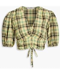 10 Crosby Derek Lam - Cropped Checked Cotton-blend Poplin Top - Lyst