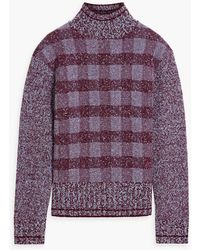 Victoria Beckham - Checked Bouclé-knit Wool-blend Turtleneck Sweater - Lyst