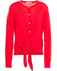 Maje Ilou Knotted Wool Cardigan Red