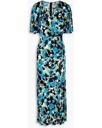 Diane von Furstenberg - Midikleid aus jersey mit floralem print und wickeleffekt - Lyst