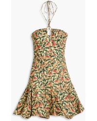 Agua Bendita - Anturio Monarca Floral-print Linen Mini Halterneck Dress - Lyst