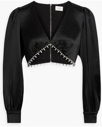 Cami NYC - Abel Cropped Crystal-embellished Satin Top - Lyst
