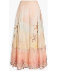 Zimmermann - Printed Linen And Silk-Blend Maxi Skirt - Lyst