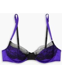 Kiki de Montparnasse - Le Shock Lace-paneled Stretch-silk Satin Underwired Balconette Bra - Lyst