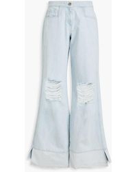16Arlington - Rowena Distressed Denim Wide-leg Jeans - Lyst