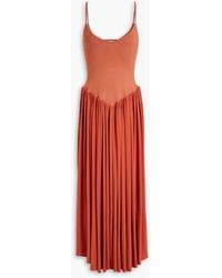 A.L.C. - Scarlett Pleated Jersey-paneled Stretch-knit Maxi Dress - Lyst