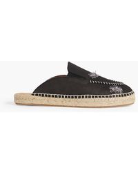 Maison Margiela - Embroidered Pebbled-leather Espadrille Mules - Lyst
