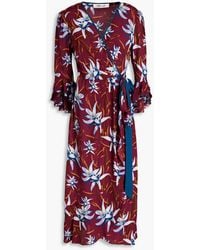Diane von Furstenberg - Rollins Ruffled Floral-print Crepe De Chine Midi Wrap Dress - Lyst