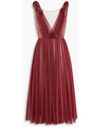 Dolce & Gabbana - Metallic Plissé-Tulle Midi Dress - Lyst