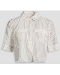 FRAME - Cropped Striped Cotton And Silk-blend Shirt - Lyst