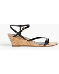 Stuart Weitzman - Oasis 50 Patent-leather Wedge Sandals - Lyst