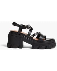 Ganni - Crystal-embellished Leather Platform Sandals - Lyst