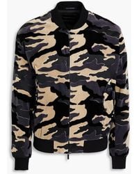 Emporio Armani - Camouflage-print Cotton-velvet Bomber Jacket - Lyst