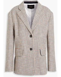 Maje - Houndstooth Cotton-blend Tweed Blazer - Lyst