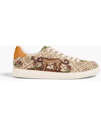 Tory Burch - Jacquard And Leather Sneakers - Lyst