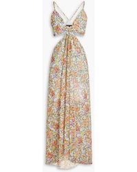 Maje - Cutout Floral-print Georgette Maxi Dress - Lyst