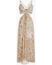 Maje - Maxikleid aus georgette mit floralem print und cut-outs - Lyst