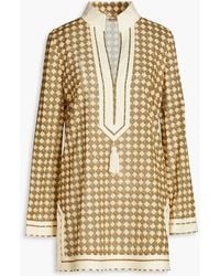 Tory Burch - Tasseled Printed Cotton-voile Tunic - Lyst