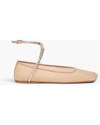 AMINA MUADDI - Ane Crystal-Embellished Mesh And Leather Ballet Flats - Lyst