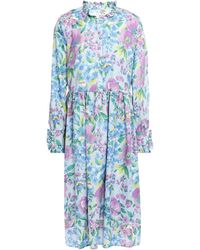 Baum und Pferdgarten Agacia Gathered Floral-print Crepe De Chine Dress Light Blue