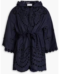 RED Valentino - Broderie Anglaise Shell Hooded Jacket - Lyst