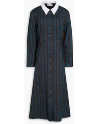 Tory Burch - Striped Cotton-Blend Canvas Midi Shirt Dress - Lyst