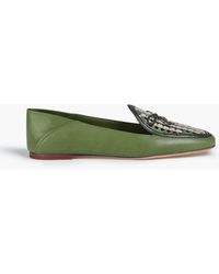 Tory Burch Tory Charm Perforated Leather Collapsible Heel Loafers - Green