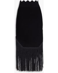 Victoria Beckham - Midirock aus jacquard-strick mit fransen - Lyst