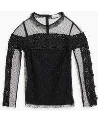 RED Valentino - Point D'esprit And Guipure Lace Blouse - Lyst